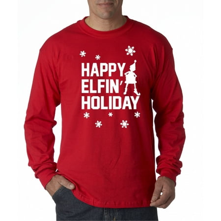 New Way 589 - Unisex Long-Sleeve T-Shirt Happy Elfin Holiday Christmas Elf (Best Long Term Etf)