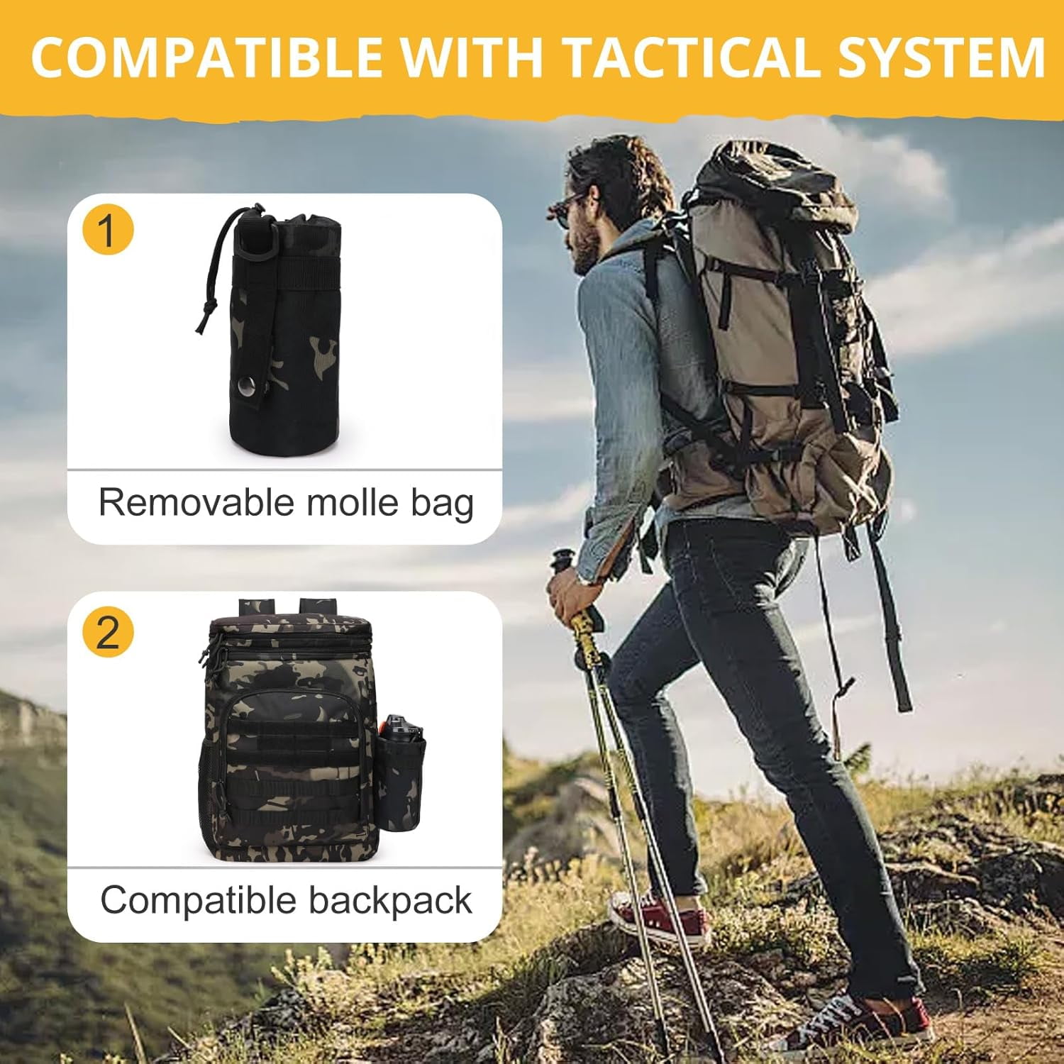 Reusable Lunch Bag for Men/Women - Insulated Lunch Box Leakproof Lunch Pail Freezable with Adjustable Shoulder Strap,Lunch Cooler Bag for Work Office Picnic Beach，Black Camo