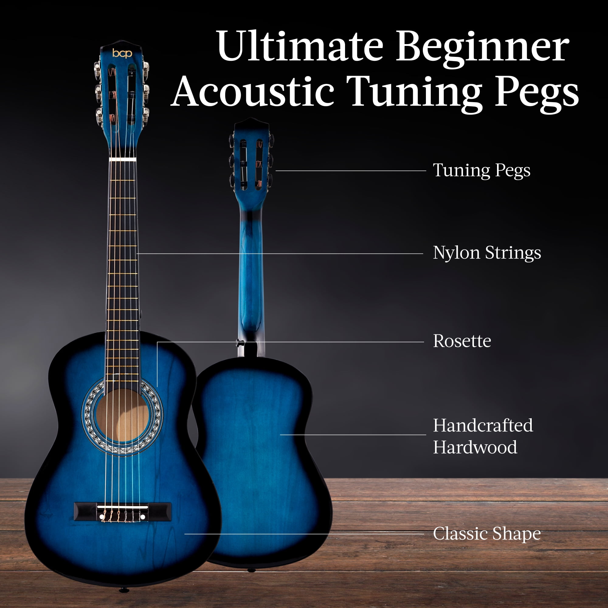 Best Choice Products Walmart Exclusive 38in Beginner Acoustic Guitar Starter Kit w/ Gig Bag, Strap, Extra Strings - Walmart Blue