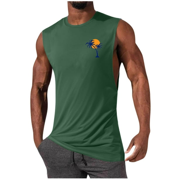 Camiseta sin mangas de cuello redondo para hombre, jersey deportivo de alta elasticidad, cuello redondo, sin mangas, ropa deportiva para hombre musculoso, camiseta sin mangas de algodón para hombre