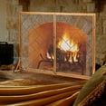 thumbnail image 2 of Costway 2-Panel Fireplace Screen w/ Double Door Fire Spark Guard Safety Fence Gold, 2 of 9