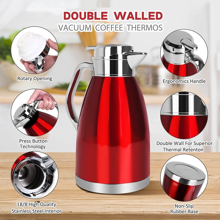 SSAWCasa 61oz Thermal Coffee Carafe, Stainless Steel Insulated