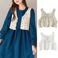 thumbnail image 2 of TIERPOP Women Crochet Knit Sleeveless Crop Top Vest Floral Lace Button Waistcoat for Jacket, 2 of 19