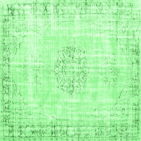 Ahgly Company Indoor Square Persian Emerald Green Traditional Area Rugs, 5' Square