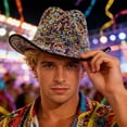 thumbnail image 2 of QHFBli Womens Bling Rhinestone Wide Brim Panama Hat Sun Visor Fedora Hat Cap, 2 of 4