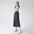 thumbnail image 4 of Women's Tennis Skirts Summer Tartan Plaid Midi Skirt With High Waist Wrap Front Slit For Everyday Occasions Formal Events Women Gray XL, 4 of 7