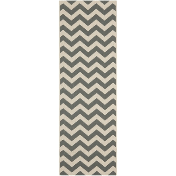 Safavieh Courtyard Bailey Chevron Indoor/Outdoor Runner Rug, 2'3" x 12', Grey/Beige