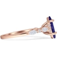 thumbnail image 5 of Art Deco Marquise Vintage Style Ring Blue Sapphire Cubic Zirconia Rose Tone 925 Sterling Silver, Size 9, 5 of 7