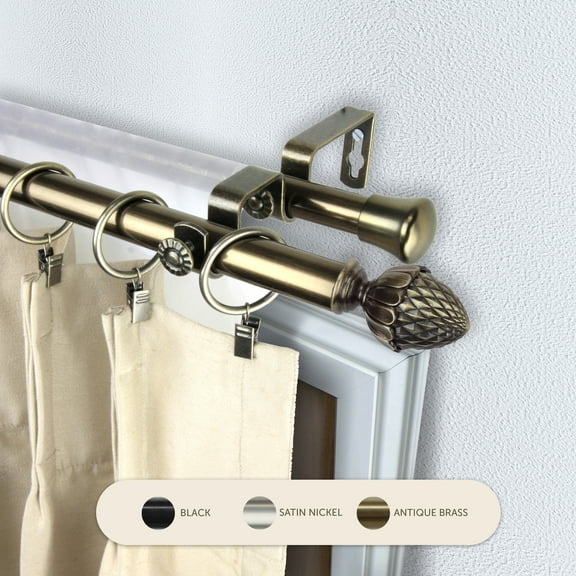 Domovina Morsel 13/16" Double Curtain Rod-Color:Antique Brass,Size:48-84"