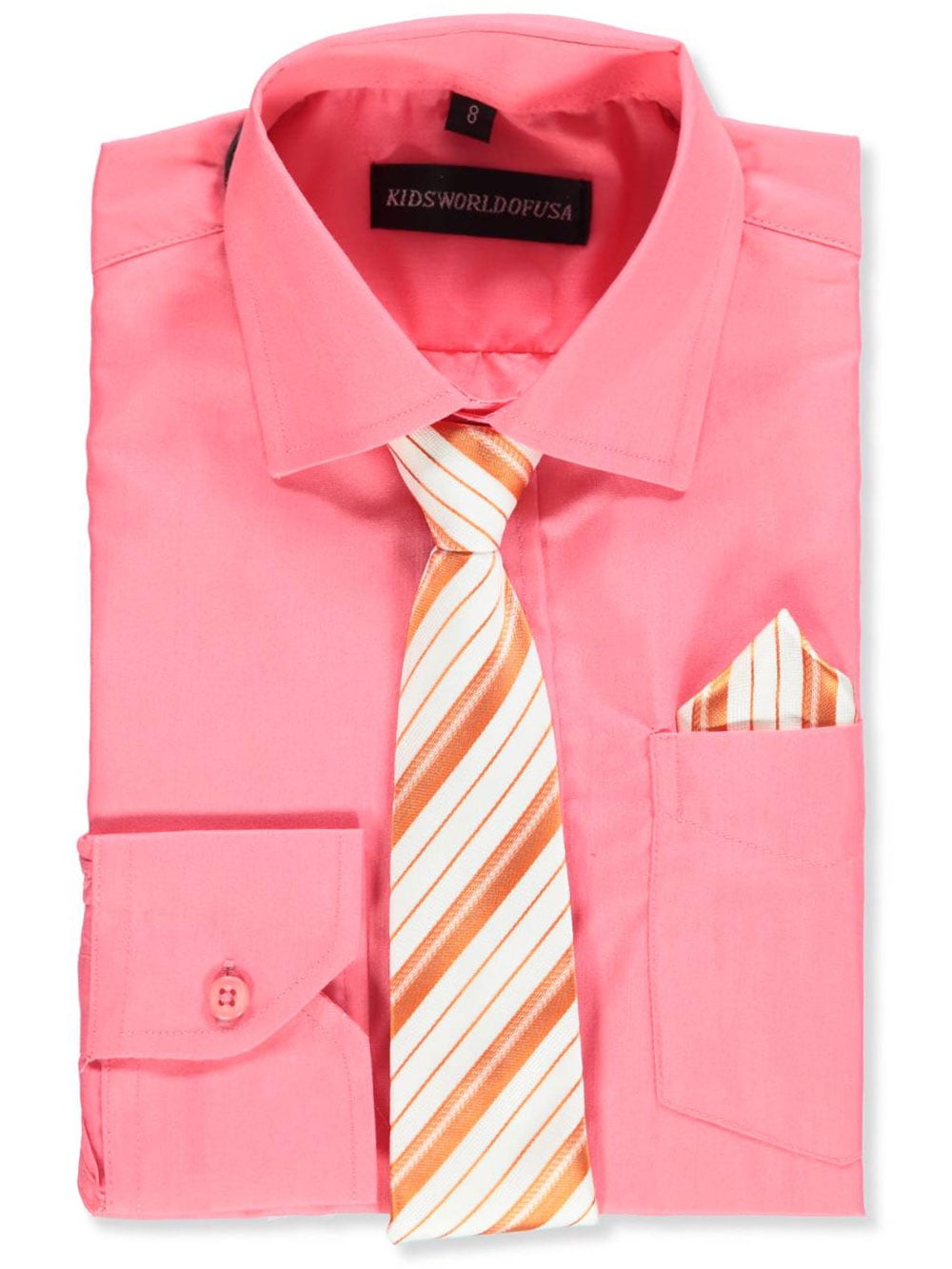 Kids World Boys' Dress Shirt with Accessories coral, 14