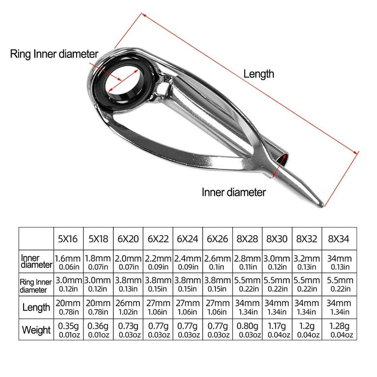 50x Fishing Rod Tip Ceramic Guide Ring Anti-Tangle Fishing Rod Tip Repair  Kit 