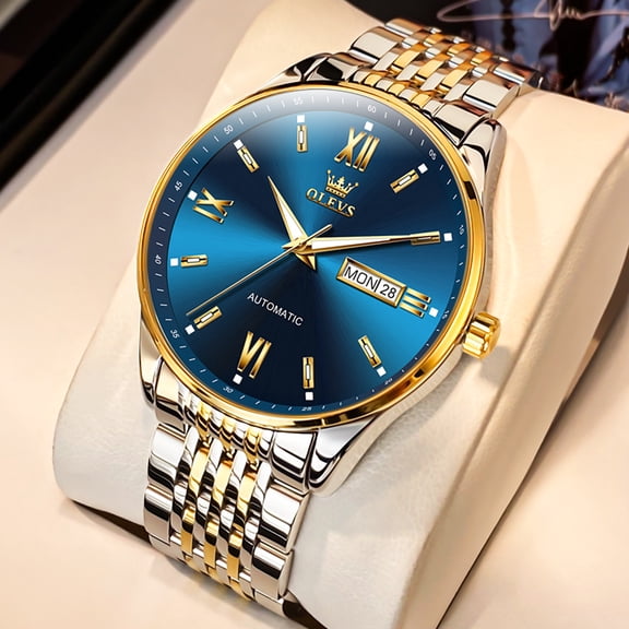 OLEVS Automatic Watches for Men Self Winding Mechanical Classic Dress Luminous Stainless Steel Multi Calendar Luxury Mens Watches with Date Men Wrist Watches Reloj para Hombre