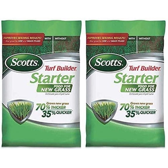 Scotts Turf Builder Starter Food for New Grass, 15 lb. - Lawn Fertilizer for Newly Planted Grass, Also Great for Sod and Grass Plugs - Covers 5,000 sq. ft. - 2 Pack