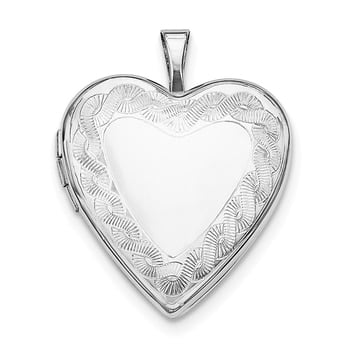 Lex & Lu Sterling Silver w/Rhodium Twisted Rope Edge Heart Locket LAL113631