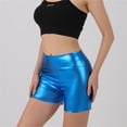 thumbnail image 2 of Women's High Waisted Metallic Biker Shorts Stretch Shiny Party Club Pants, 2 of 6
