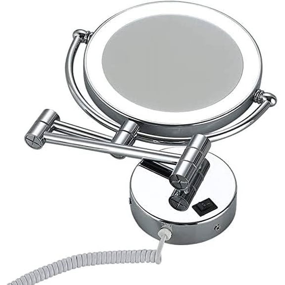 Wall-Mounted Makeup Mirror LED8 Inch Makeup Mirror Wall Mount Foldable Double Sided 3X Magnifying Mirror Makeup Mirror