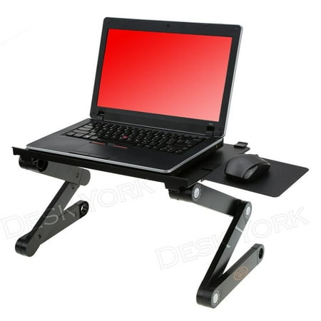 Desk York Portable Laptop Stand - Best GIFT For Friend-Men-Women-Student - Recliner-Bed Lap Tray Adjustable Light Table For Computer - 2 Built in Cooling Fans - Mouse Pad and Usb Cord -Up To 17