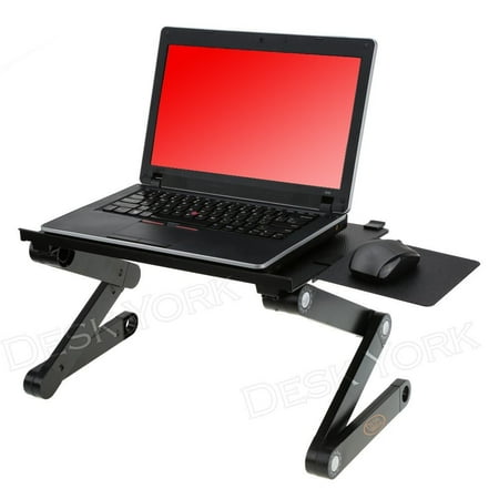 Desk York Portable Laptop Stand - Best GIFT For Friend-Men-Women-Student - Recliner-Bed Lap Tray Adjustable Light Table For Computer - 2 Built in Cooling Fans - Mouse Pad and Usb Cord -Up To 17