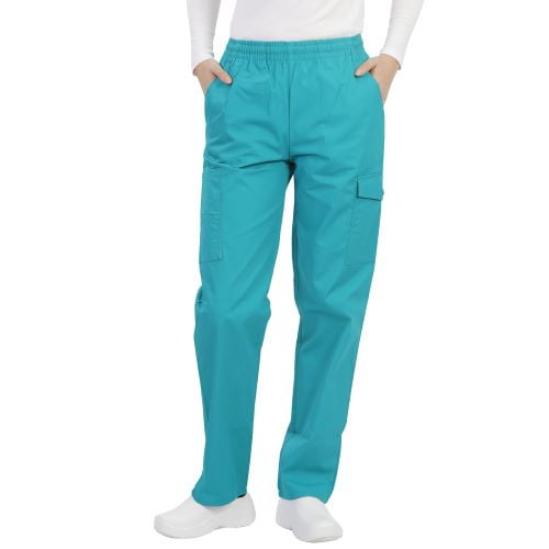 MAZEL UNIFORMS UNISEX ELASTIC WAIST SCRUB PANTS WITH CARGO POCKETS- REGULAR + PETITE + TALL