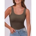 thumbnail image 5 of Womens Sleeveless Scoop Neck Tank Top Ribbed Fitted Summer Basic Slim Cute Tops Brown XXL, 5 of 8