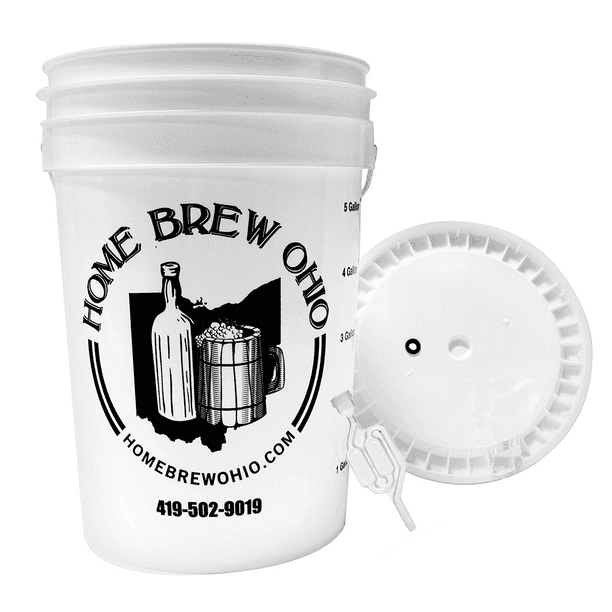 Home Brew Ohio 6.5 Gallon Fermenting Bucket with Grommeted Lid and Twin