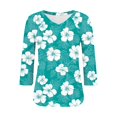 thumbnail image 4 of Ounisa T-Shirts à Manches 3/4 pour Femmes Col en V Manches Raglan Chandail Imprimé Décontracté Tendance Printemps Été Mode Hauts P-2TG, 4 of 6