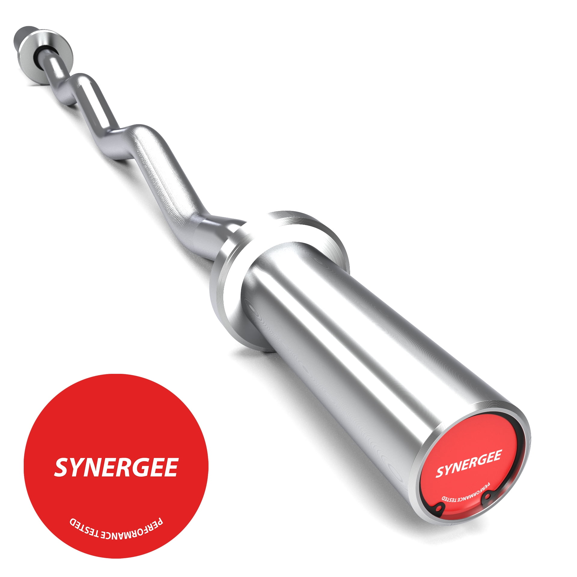 Synergee Commercial Chrome & Black Phosphate Olympic EZ Curl Bar with