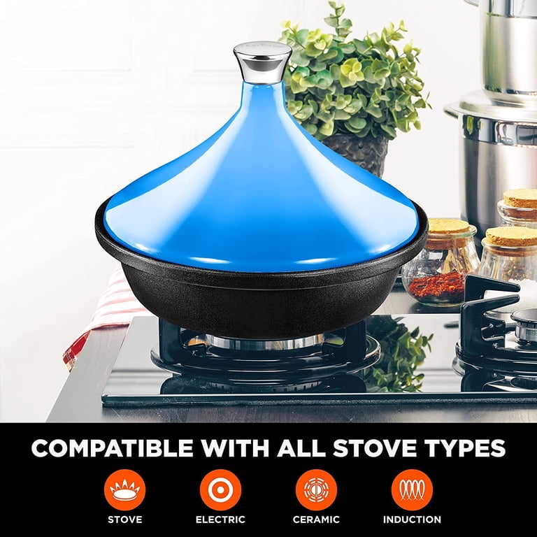 Moroccan Tagine Cooking Pot - Stainless Steel Non-Stick With Cone Lid (22cm, Rose Gold)