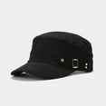 thumbnail image 1 of Men Vintage Army Denim Baseball Cap Cotton Cadet Hat Breathable Flat Cap Spring Autumn Sun Cap, 1 of 7