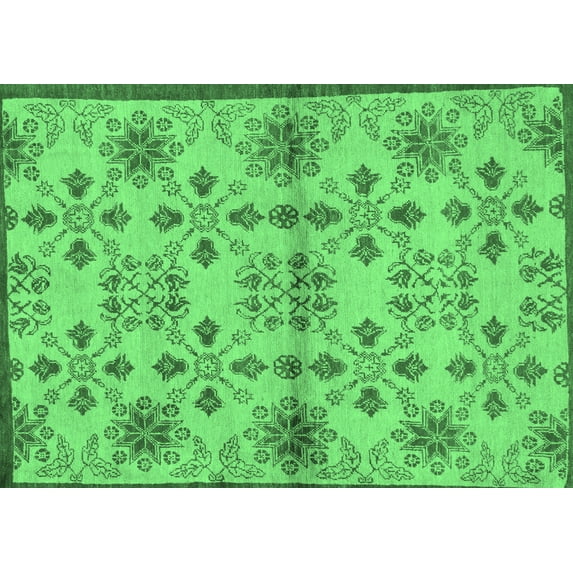 Ahgly Company Indoor Rectangle Abstract Emerald Green Modern Area Rugs, 6' x 9'