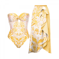 thumbnail image 2 of Traje de baño de una pieza para mujer, pareo de playa, falda cruzada, bikini con estampado floral retro, conjunto de baño de dos piezas de cintura alta, 2 of 5