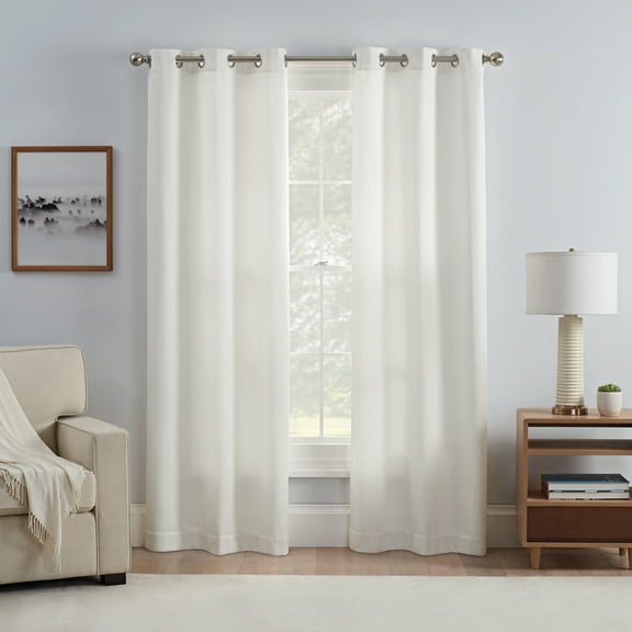 Eclipse Carter Draftstopper Room Darkening Grommet Curtain Panels, Set of 2, White, 37 x 63