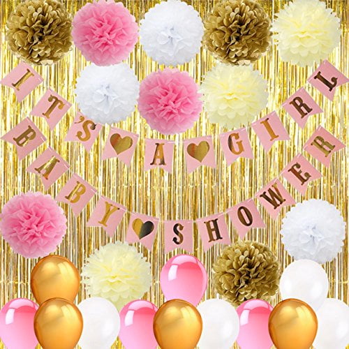 baby shower pink white and gold theme