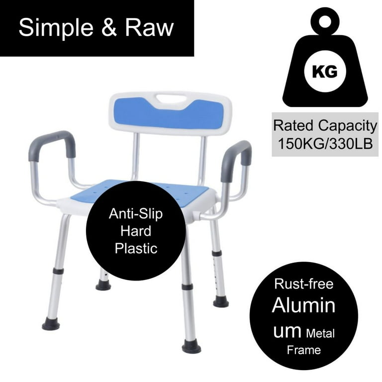 Plus Size Extra Wide Shower Chair for Elderly and Disabled with Anti Slip Pads Ideal for Seniors Big Tall Person. 150kg Weight Capacity Walmart