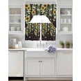 thumbnail image 3 of Sunflower Swag Curtains for Living Room/Bedroom Windows, Butterfly Flowers Green Leaf Brown Wood Grain Kitchen Curtains and Valances Set 36 Inch Length, Light Filtering Swags Valance Curtain Panels, 3 of 5