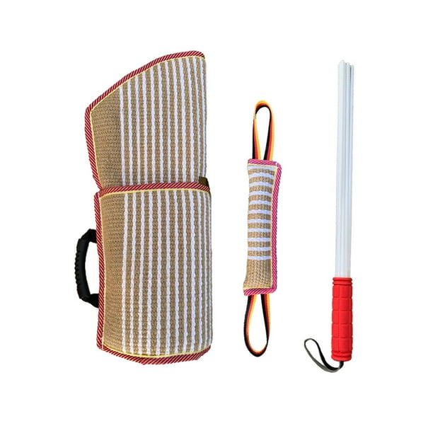 Set de entrenamiento de mordida para perros de 3 piezas: vara de entrenamiento para perros, juguetes para morder y tirar. Rojo