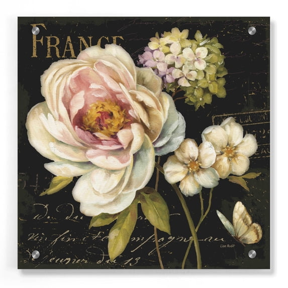Epic Art 'Marche de Fleurs on Black' by Lisa Audit, Acrylic Glass Wall Art, 36"x36"