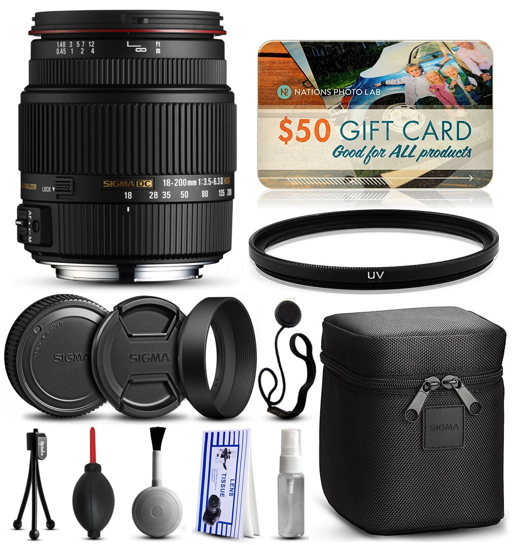 Sigma 18-200mm F3.5-6.3 II DC OS HSM Kits - Walmart.com