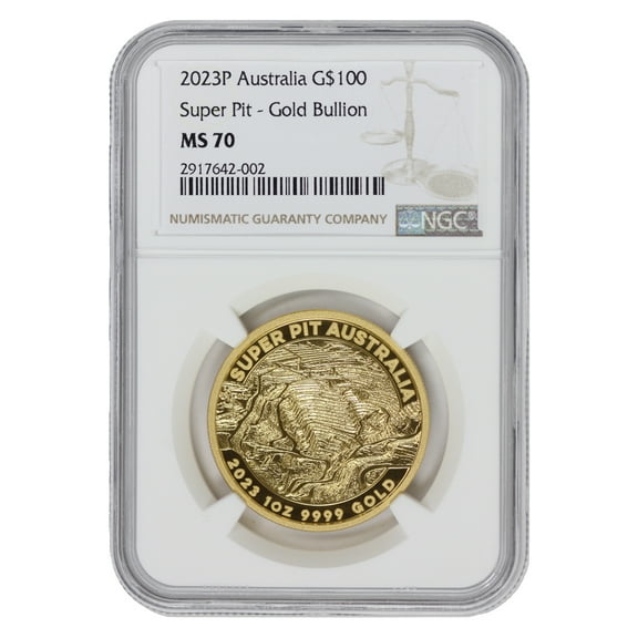 Australia 2023-P 1oz Gold Super Pit Coin MS-70 $100 NGC MS70 Perth Mint