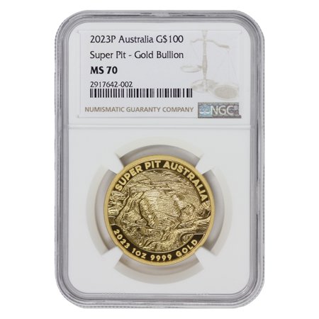 Australia 2023-P 1oz Gold Super Pit Coin MS-70 $100 NGC MS70 Perth Mint