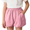 thumbnail image 5 of Maqroz Girls Bloomer Shorts Elastic Waist Casual Summer Shorts Solid Color Loose Fit Comfortable Bottoms 4-15 Years, 5 of 9