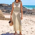 thumbnail image 1 of MKLEKYY Tankini Maillots de Bain pour Femmes Robe Longue d'Été Plage Aguichant Col Rond Dos Nu Sans Manches Robe Smockée Fendue, 1 of 8