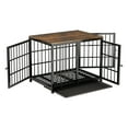 thumbnail image 6 of Bingopaw Triple Door Wooden Dog Crate Indoor, Black, Medium, Removable Tray, 30.91"L x 22.24"W x 25.59"H, 6 of 11