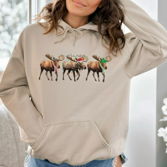 Moose Christmas Sweatshirt,Moose Christmas Light Shirt, Merry Xmas Moose Sweater, Christmas Gifts,Christmas Animals ,Funny xmas top