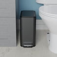 thumbnail image 2 of Slim Bathroom Trash Can - Small Garbage Pail with Soft Close Lid & Step Foot Pedal | Narrow Black Metal Waste Basket with Removable Inner Bucket, 2.6 Gallon, 2 of 5