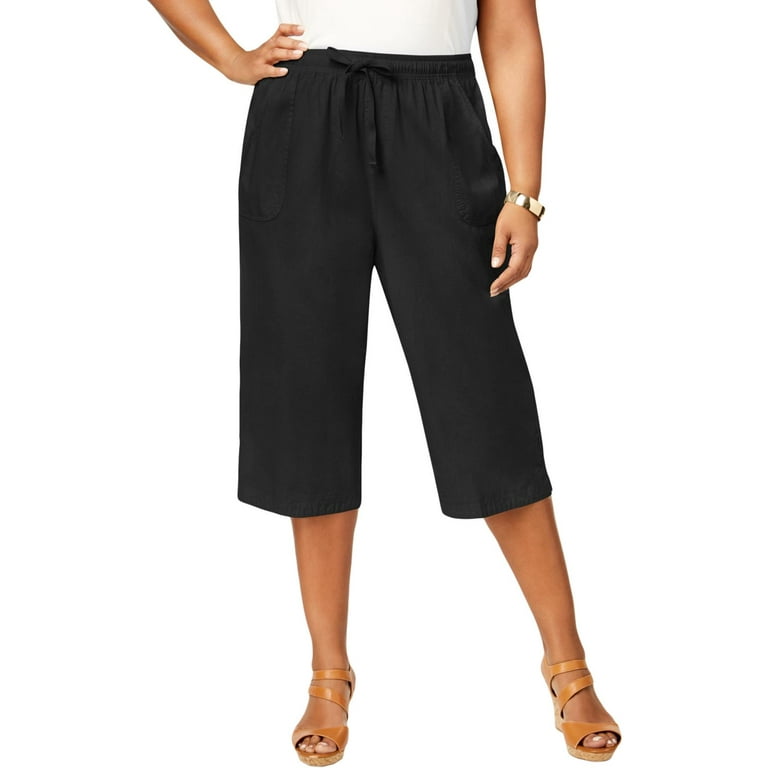 Karen Scott Womens Plus Cotton Comfort Waist Capri Pants