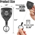 thumbnail image 3 of Heavy Duty Retractable Keychain with Belt Clip, ID Badge Reel Key Chain, Badge Holder with 31.5' Steel Cord and Key Ring, 9.0oz, 2-Pack, 3 of 6