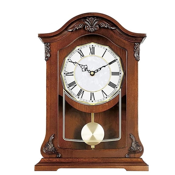 Chime Mantel Clock with Pendulum, Stylish Skeleton Table Clock with Translucent Gears Pendulum Clock