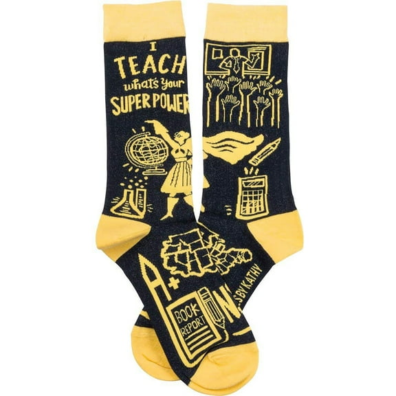 Primitives by Kathy 36270 Novelty Socks, One Size Fits Most, I Teach