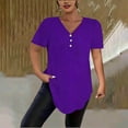 thumbnail image 4 of Sexlip Womens Short Sleeve Top V Neck Button Side Slit Design Soft Fabric Relaxed Silhouette for Daily Outfits Purple XXXXXL, 4 of 5
